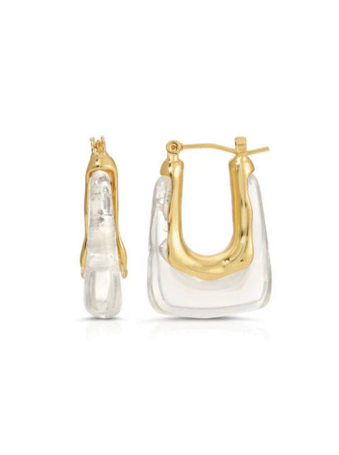 Nadia Hoop Earring - clear/gold