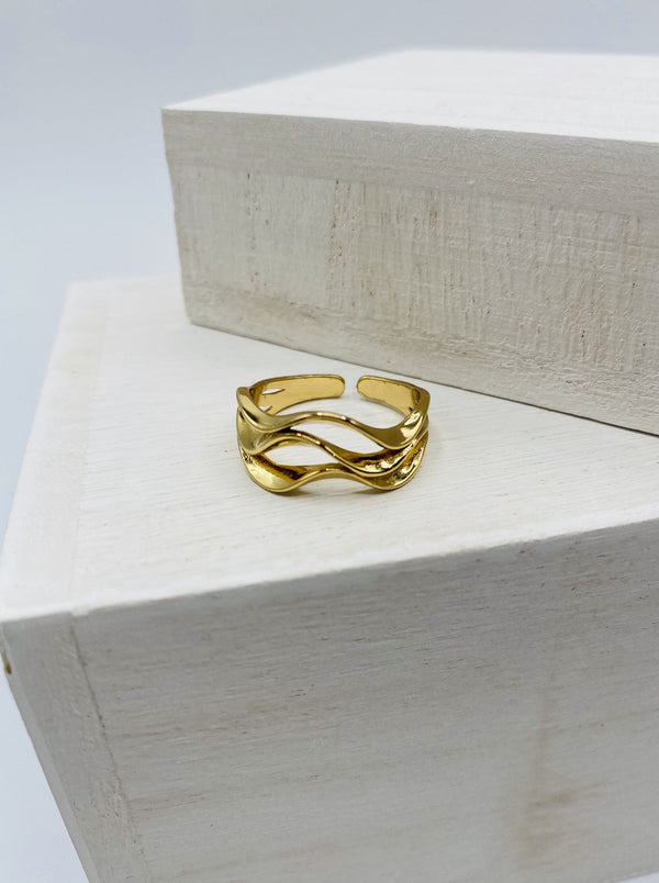 Ripple Ring, 10-14k gold plated metal