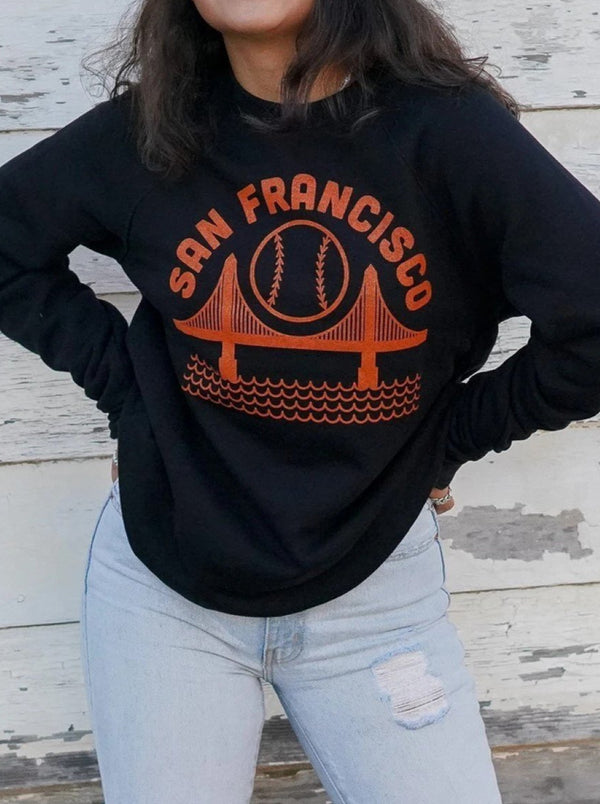 Culk | SF Baseball Unisex Sweatshirt | front view on model