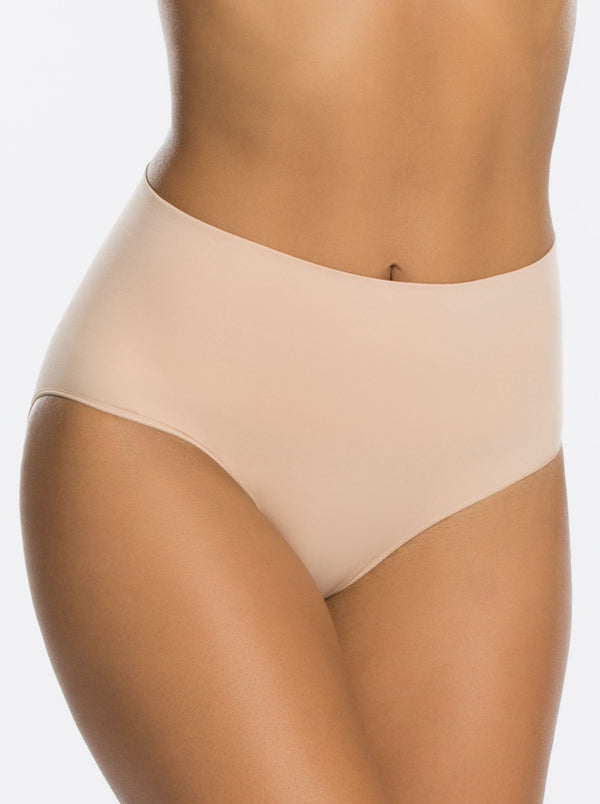 Spanx | Everyday Shaping Brief in Soft Nude | front view on model